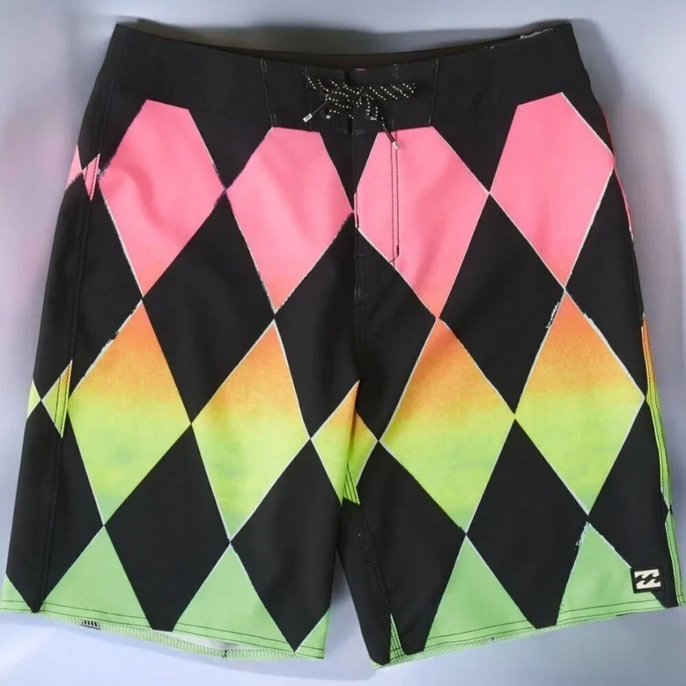 Billabong Neon Gradient Diamond Print Board Shorts NEW Boys 26 12/14